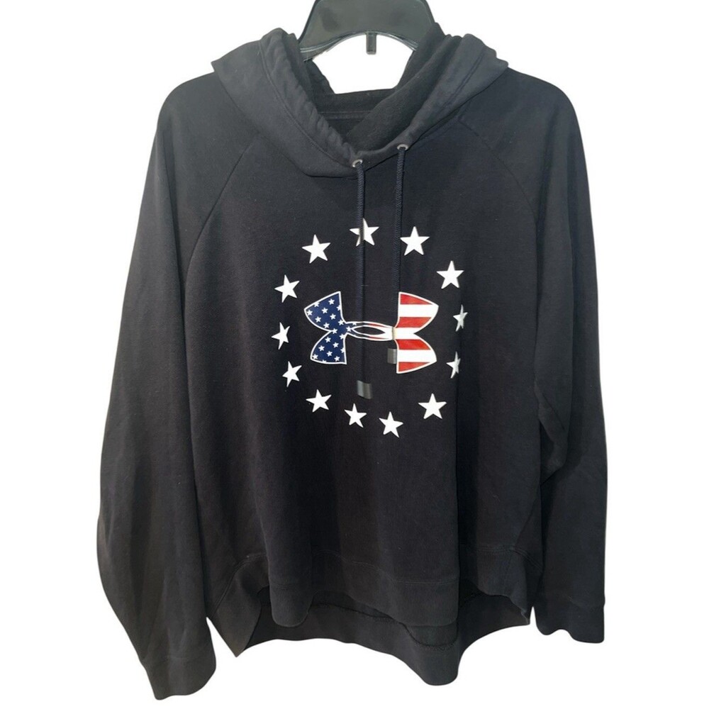 Under Armour Sweatshirt Womens XL Loose Fit Hoodie Pullover Freedom USA Logo - Picture 2 of 8